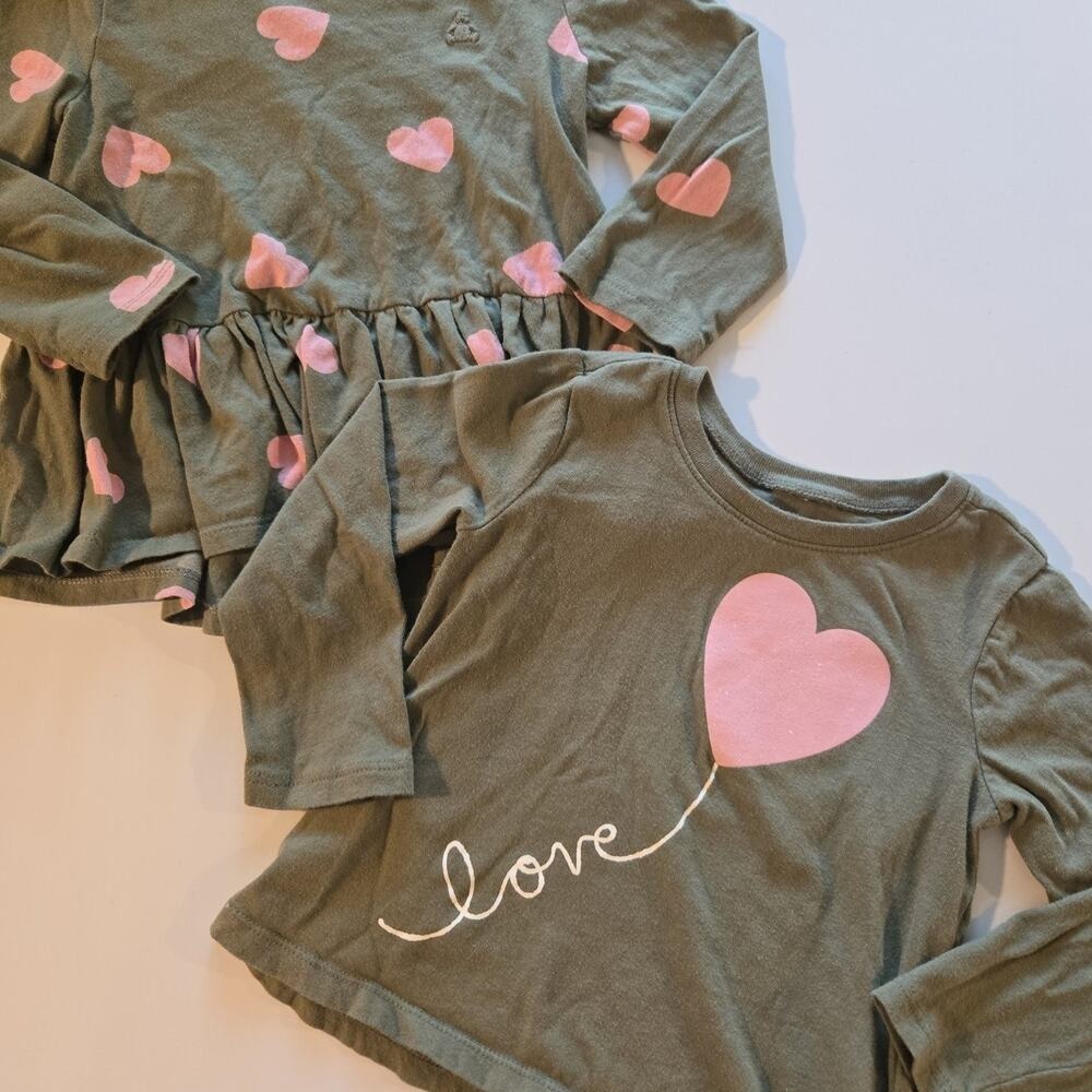 Baby Gap Olive Green Hearts Blouse Bundle 2T